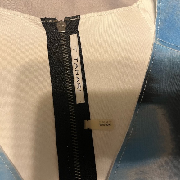 T Tahari Blue and Gray Tie Dye Midi Dress 6 - Picture 3 of 11